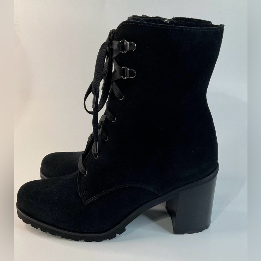 La Canadienne Parkera Women's Black Suede Lace Up Zip Casual Mid Boots - Picture 3 of 11